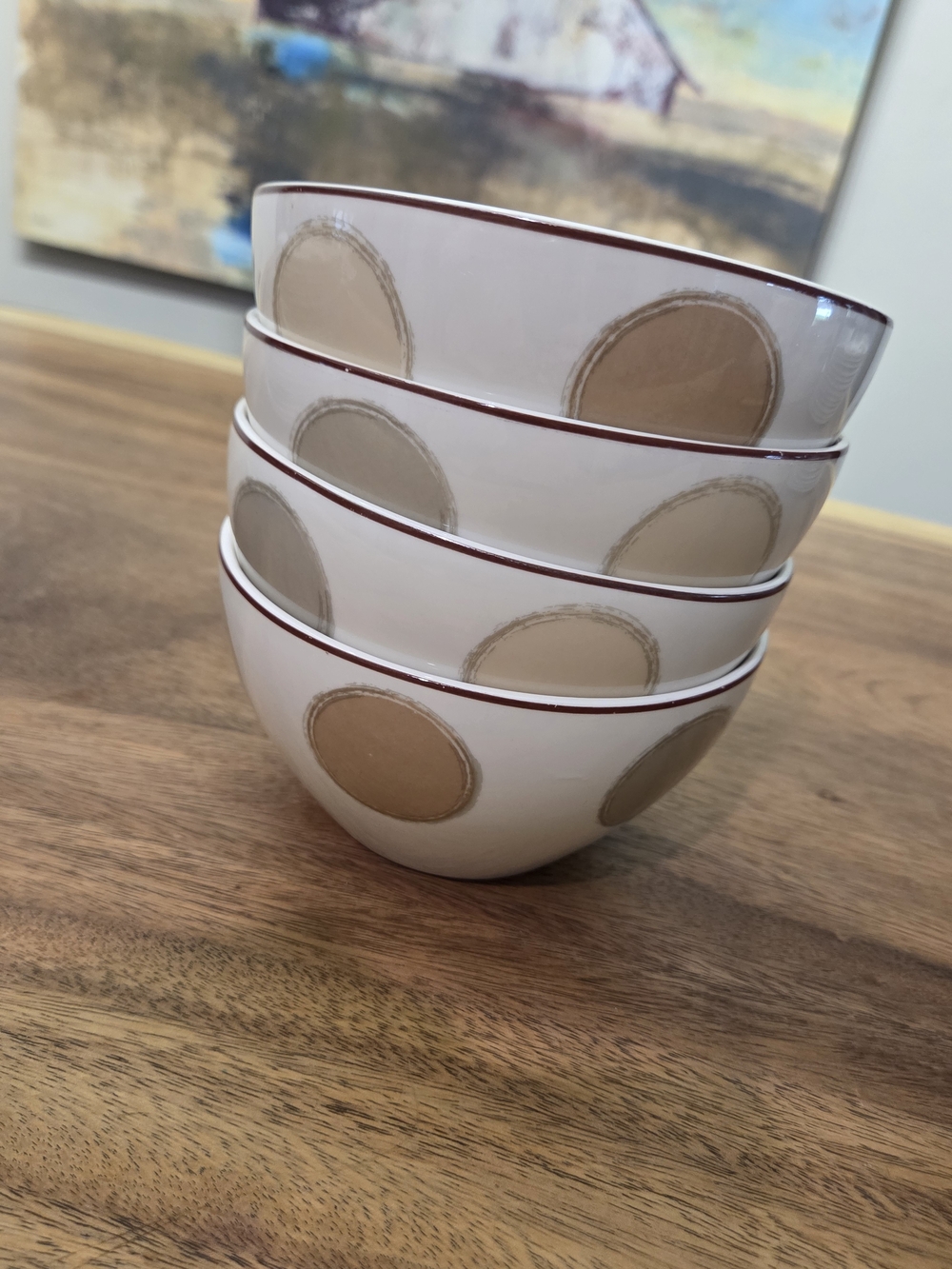 Set of 4 Noritake Mocha Java Ambience Cereal Bowls Discontinued Pattern